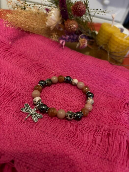 oh coeur des familles BRACELET LI’BELLY hématite rhodonite opale rose pierre de soleil