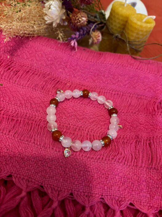 oh coeur des familles BRACELET fertilité pma pierre de lune cornaline quartz rose