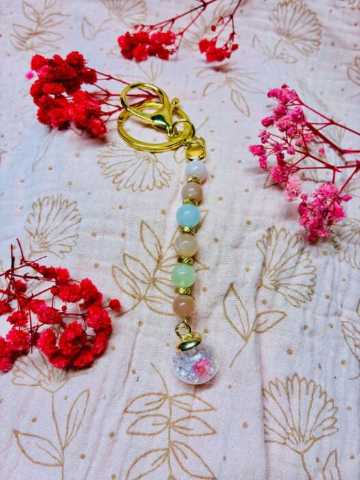 porte clef pierre de soleil et morganite